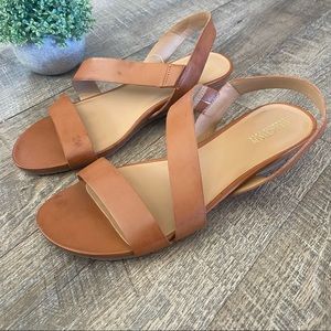 KENNETH COLE - Asymmetrical Strap Low Wedge Sandal w/ Comfort Footbed